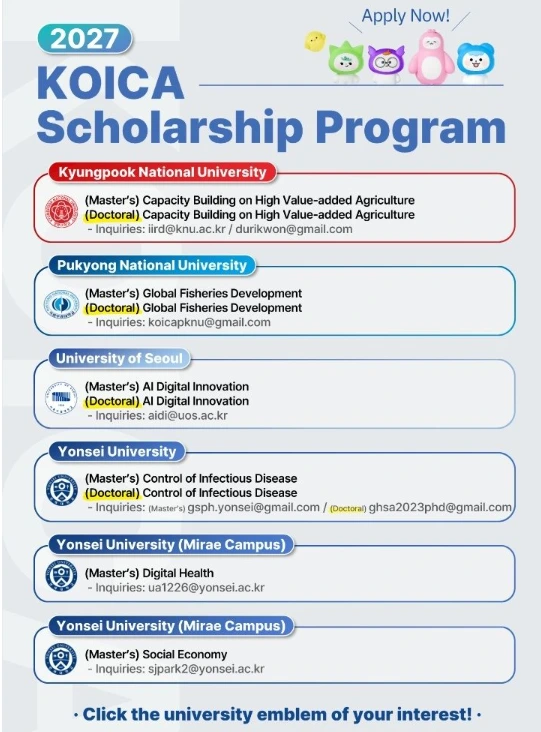 KOICA Scholarship Participating Universities and Programs